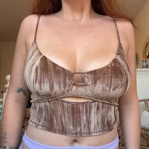 Urban Outfitters Tan Velvet Top